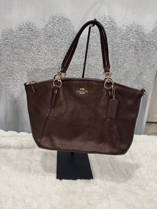 Coach Handbags - Coach Kelsey Oxblood Pebbled Satchel in Bronze